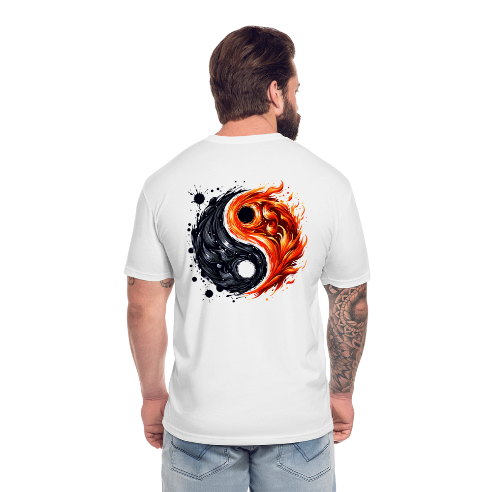 Official Ink and Ember  Yin and Yang Unisex Fitted Cotton/Poly T-Shirt with Logo - white