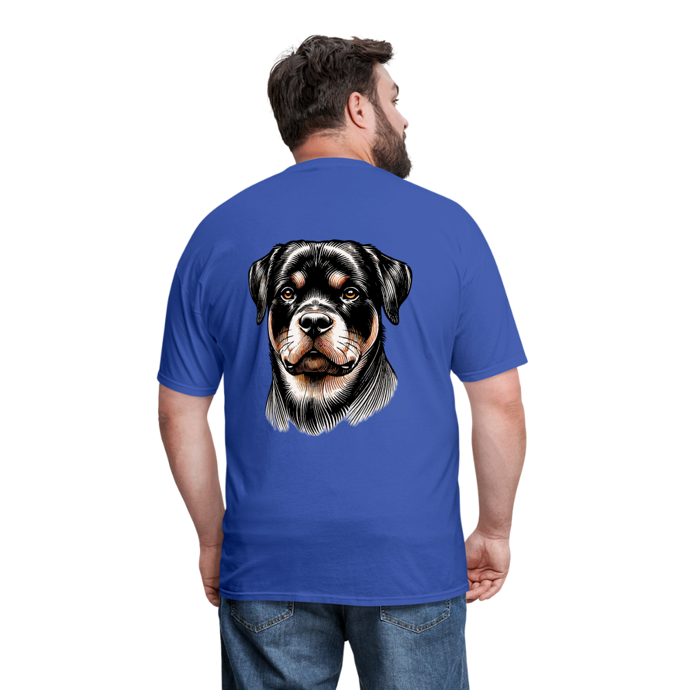 Fine Line Rottweiler Graphic Unisex Classic T-Shirt with Logo - royal blue