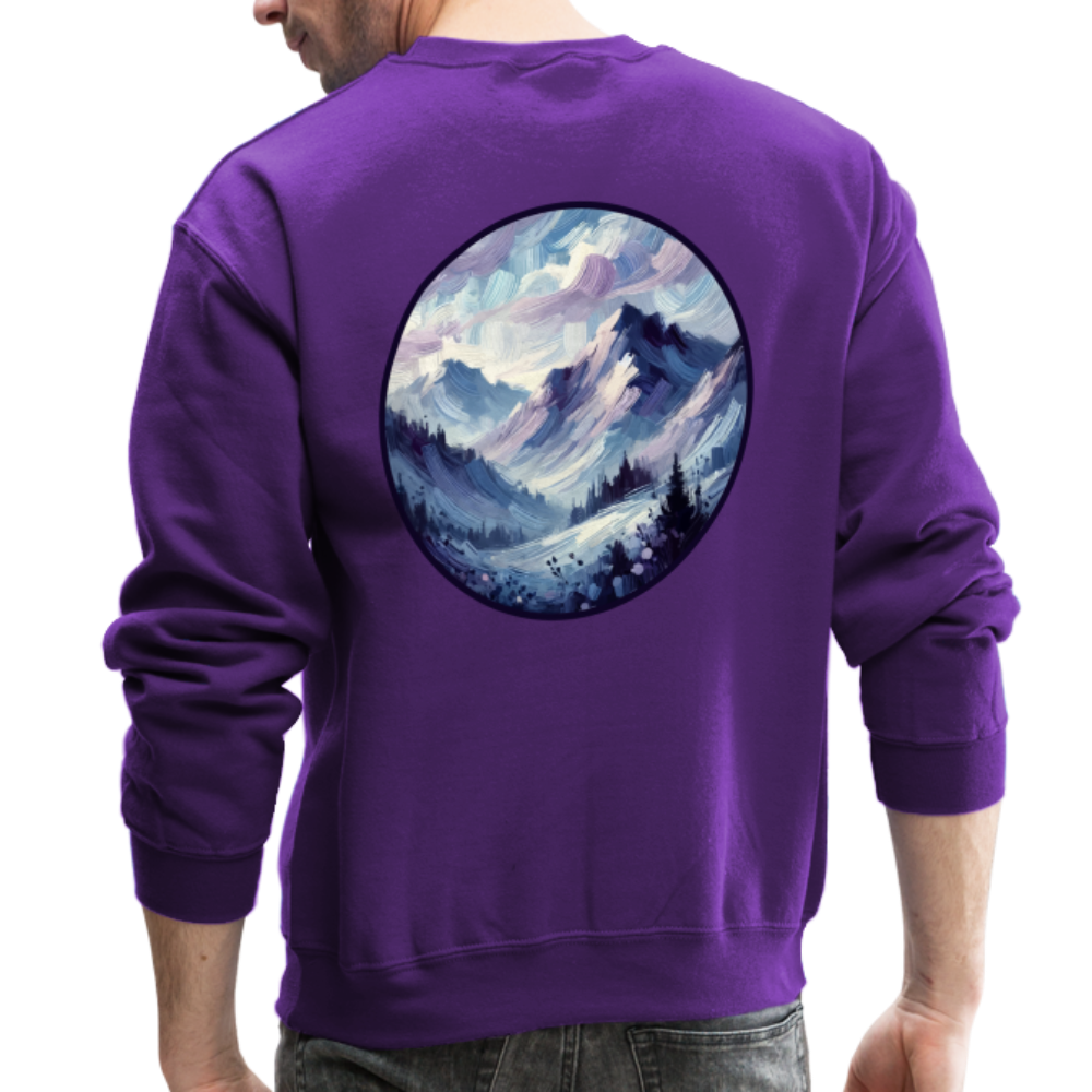 Lavender Blue Mountain Range Crewneck Sweatshirt with Logo - purple