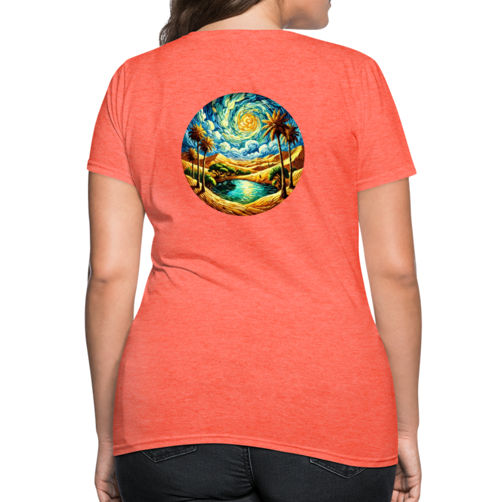 Women's Desert Oasis T-Shirt with Logo - heather coral