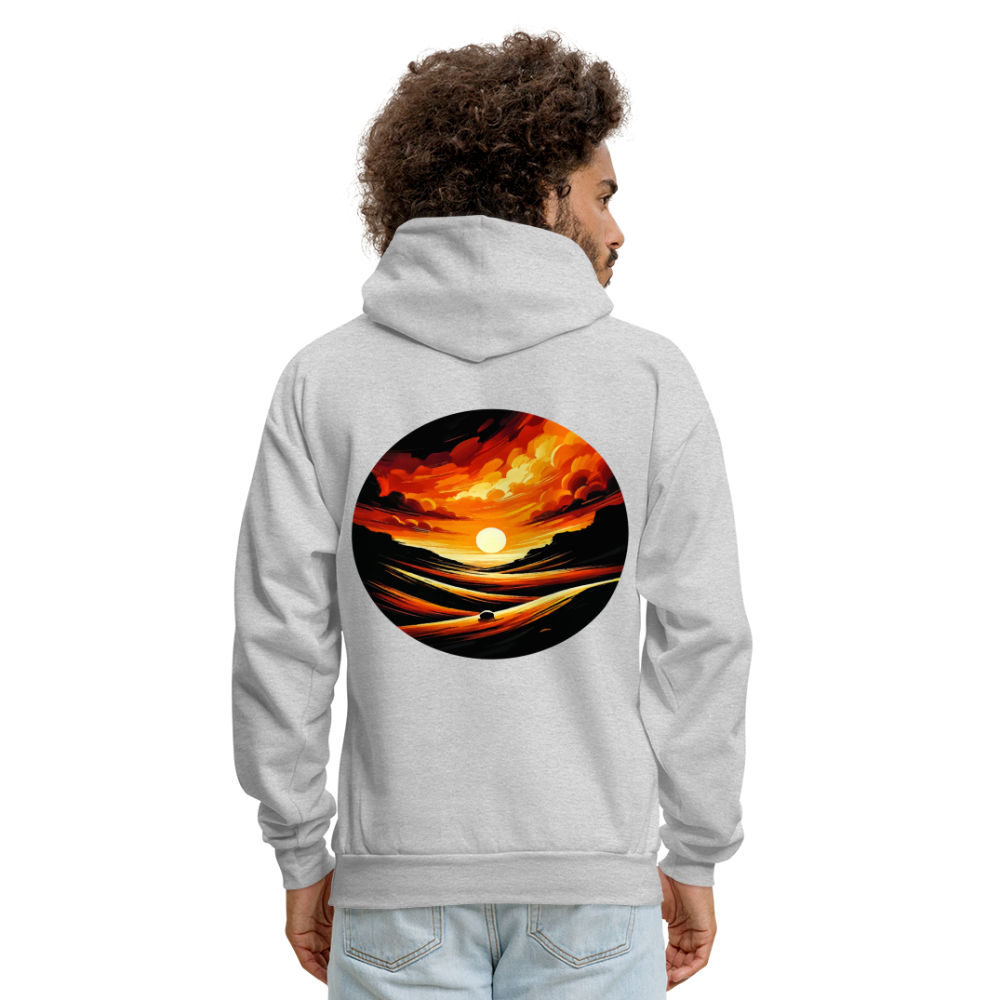 Men's Desert Sunset Graphic Hoodie with Logo - ash 