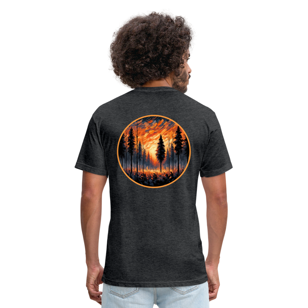 Orange Forest Sunset Graphic Unisex Fitted Cotton/Poly T-Shirt with Logo - heather black