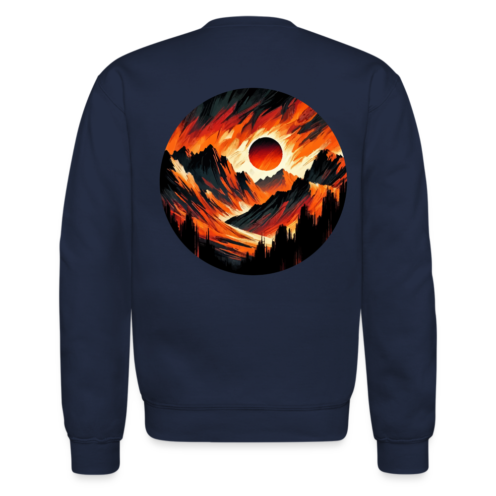 Orange and Black Mountain Range Crewneck Sweatshirt with Logo - navy