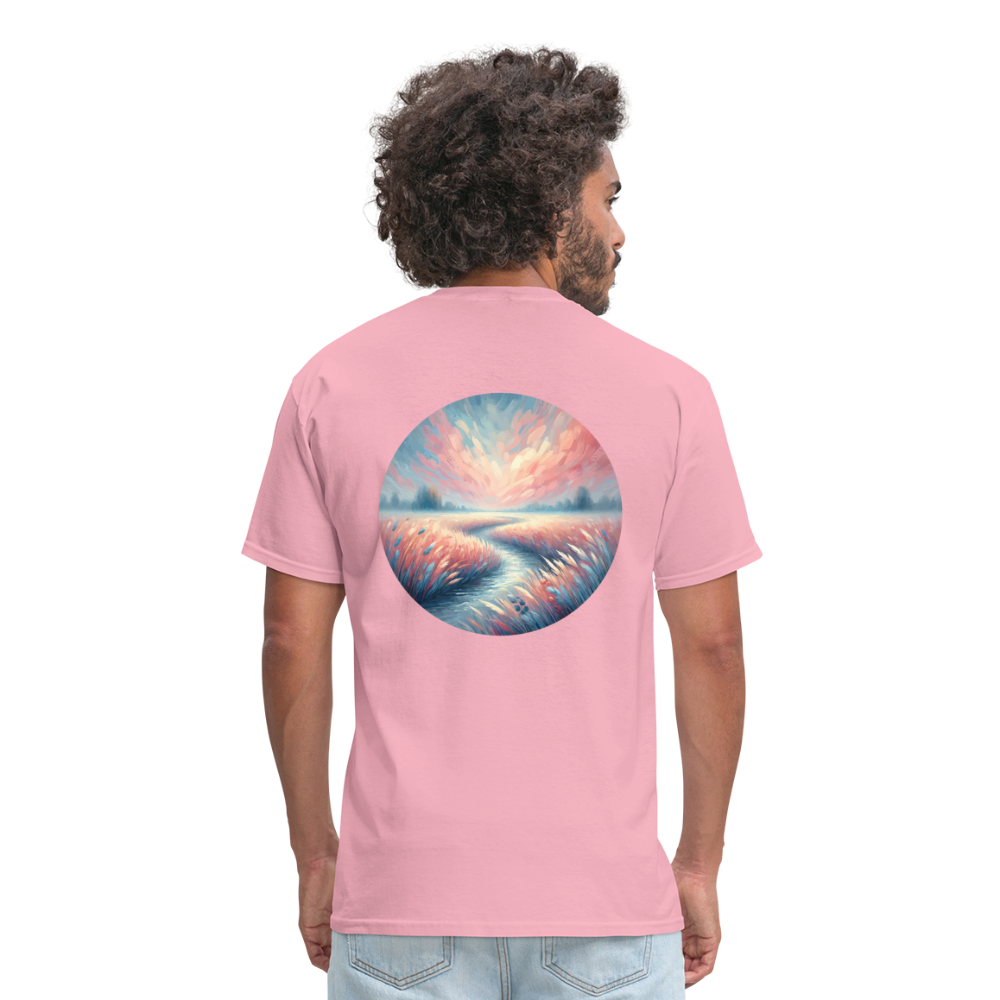 River Meadow Graphic Unisex Classic T-Shirt with Logo - pink