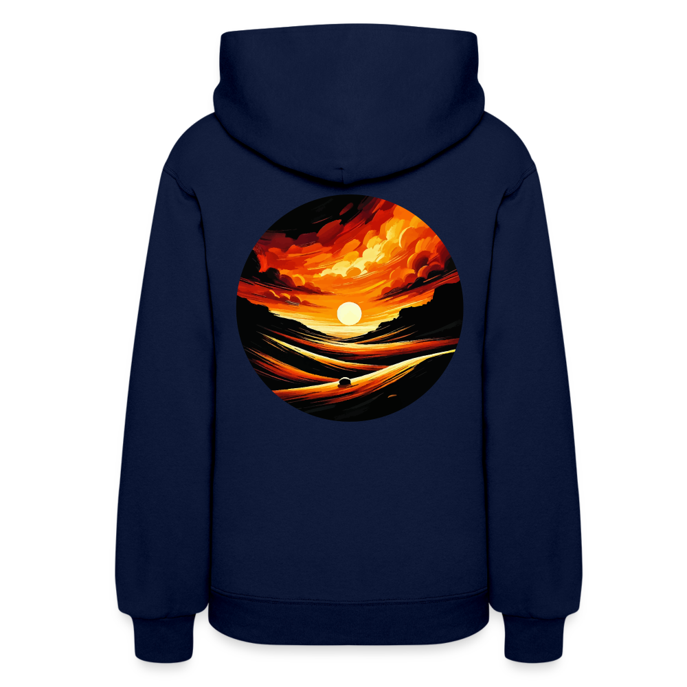 Women's Desert Sunset Graphic Hoodie with Logo - navy