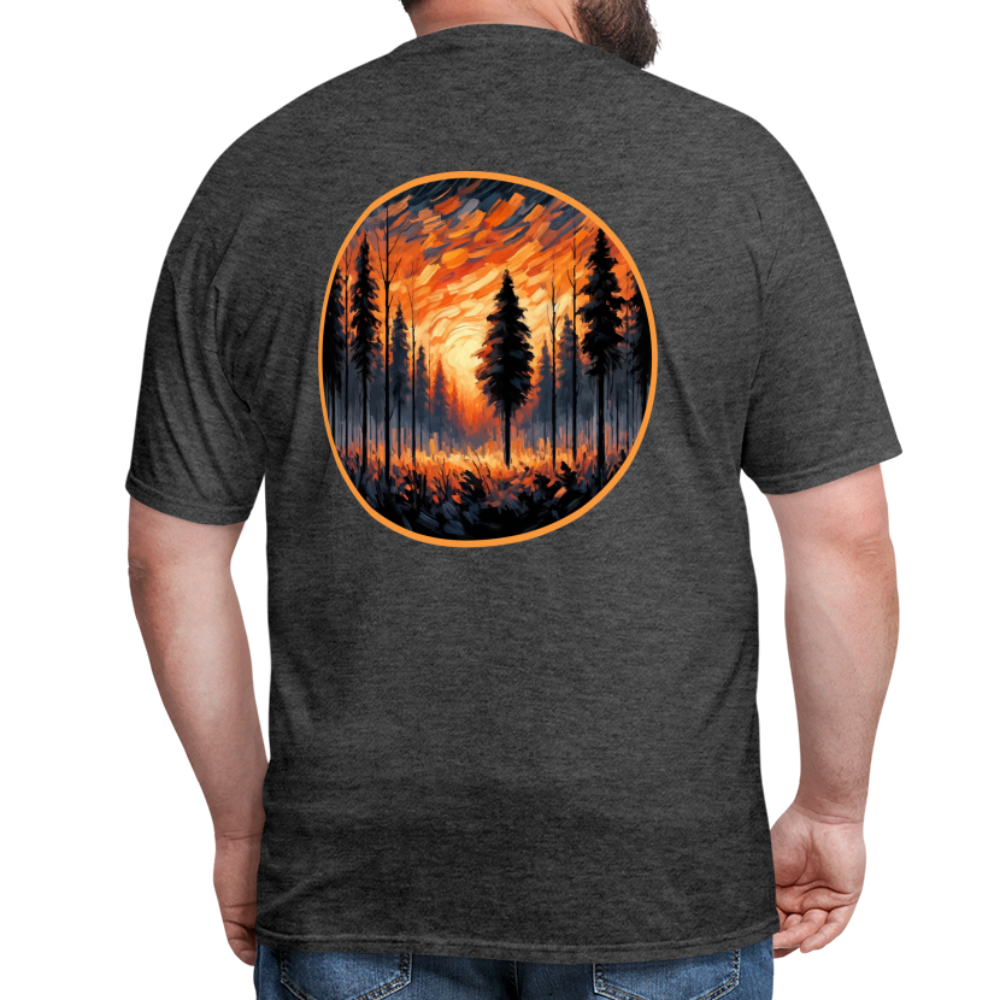 Orange Forest Sunset Unisex Classic T-Shirt with Logo - heather black