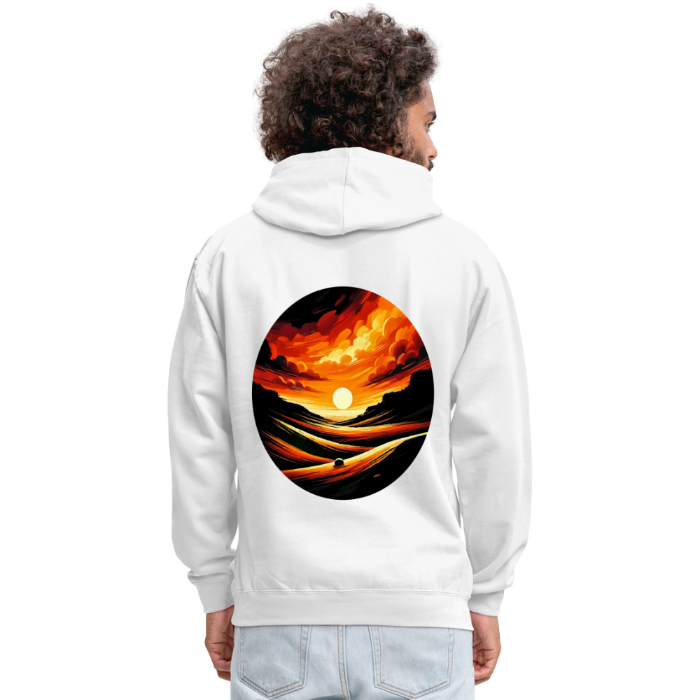 Desert Sunset Graphic Unisex Contrast Hoodie with Logo - white/gray