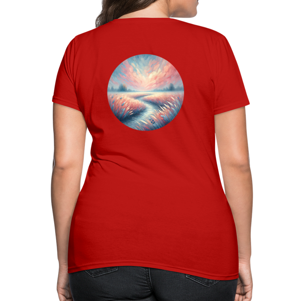 Women's River Meadow Graphic T-Shirt with Logo - red