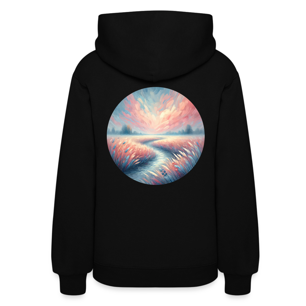 Women's River Meadow Graphic Hoodie with Logo - black