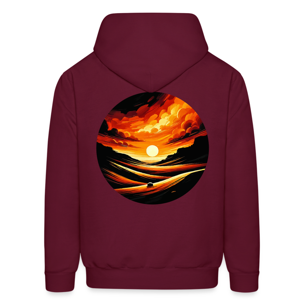 Men's Desert Sunset Graphic Hoodie with Logo - burgundy