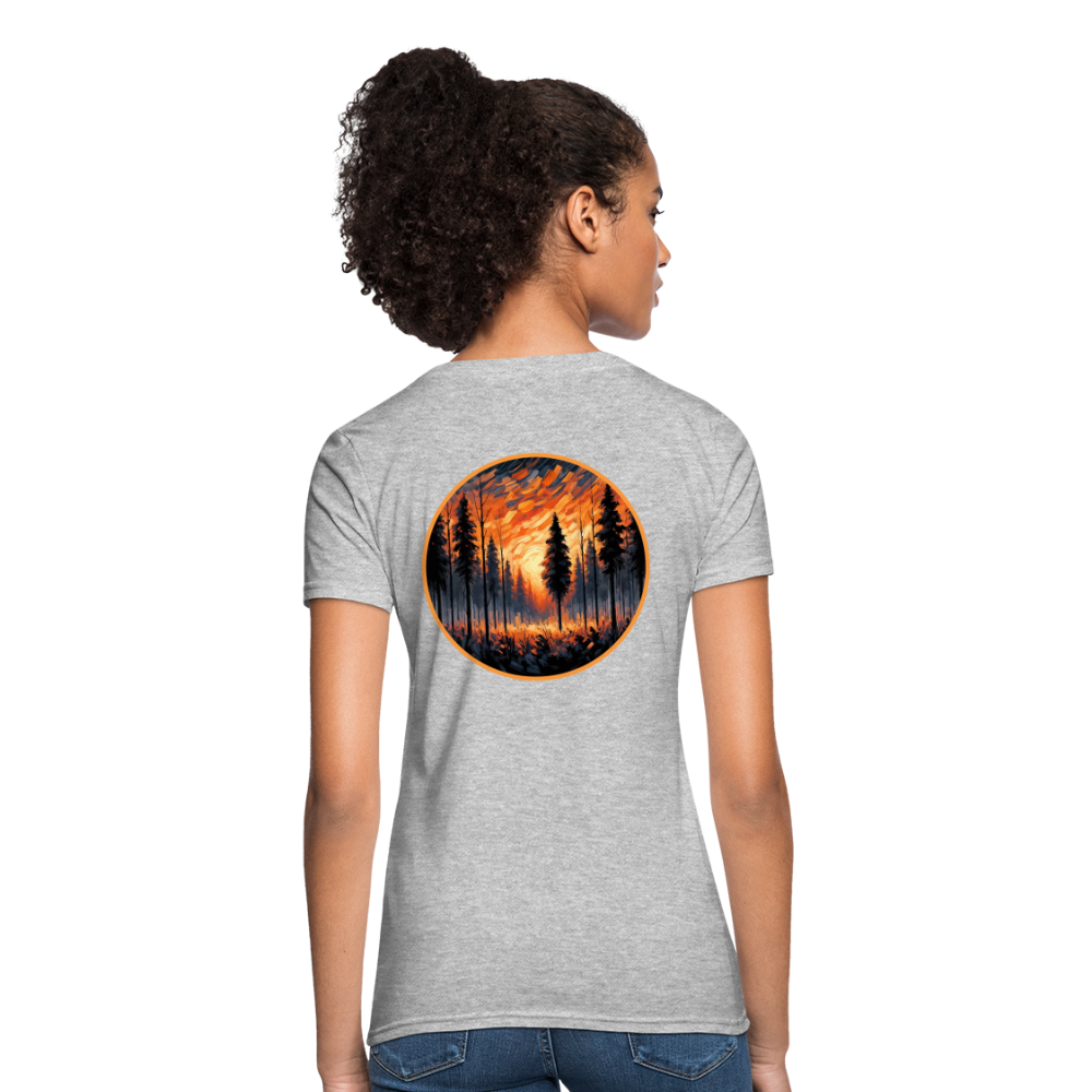 Women's Orange Forest Sunset T-Shirt with Logo - heather gray