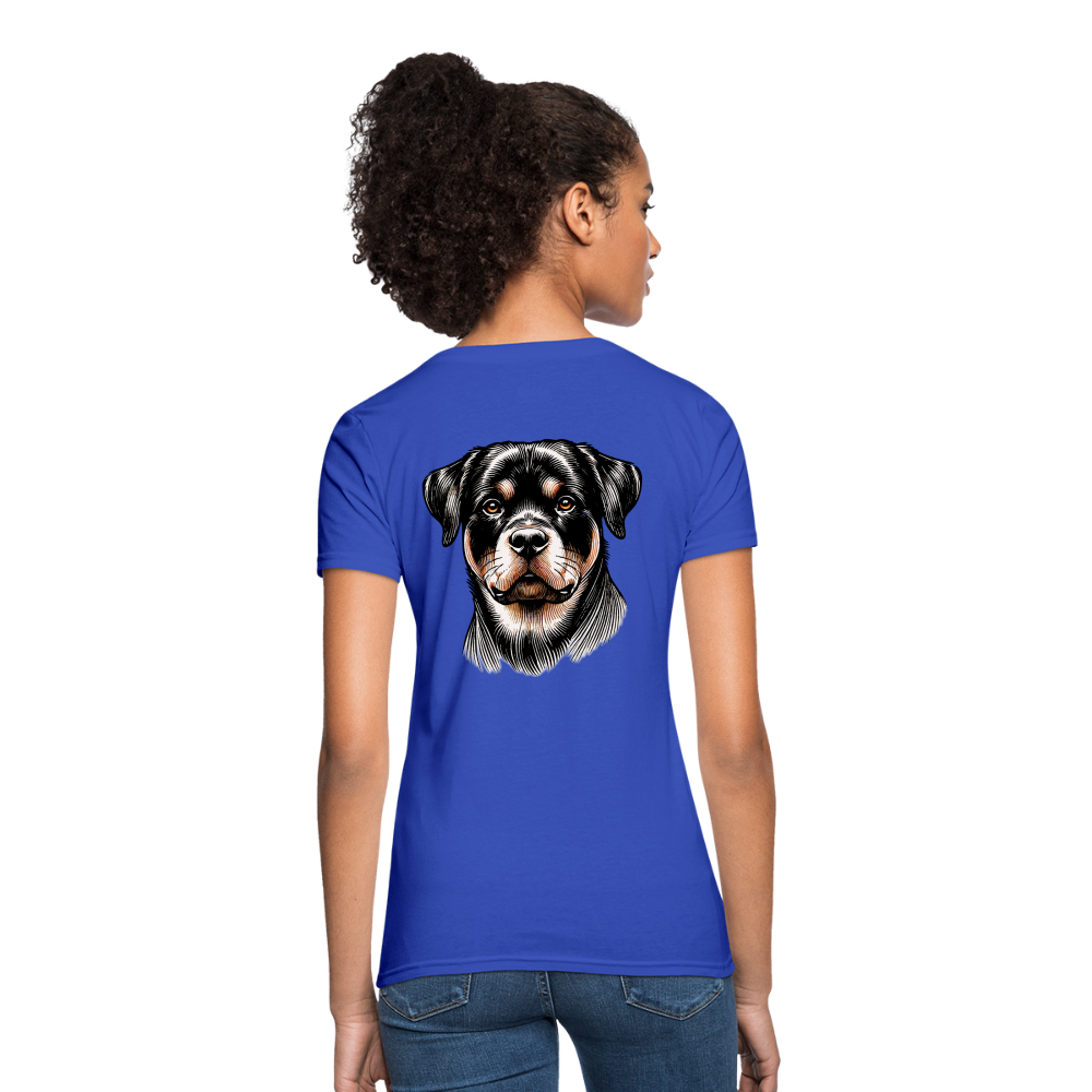 Fine Line Rottweiler Graphic Women's T-Shirt with Logo - royal blue