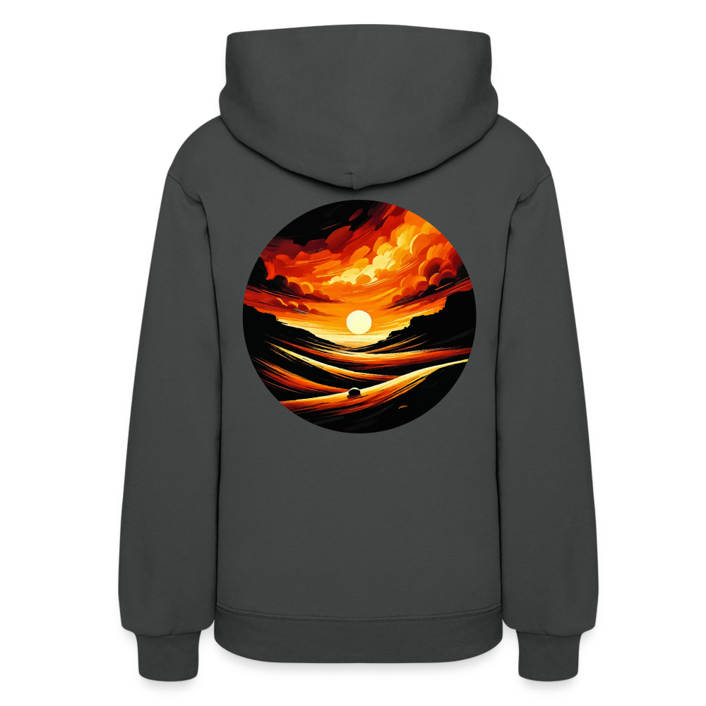 Women's Desert Sunset Graphic Hoodie with Logo - asphalt