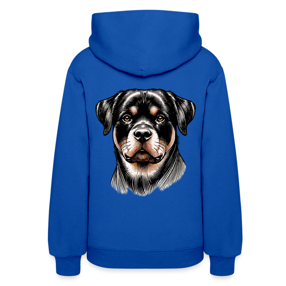 Women's Fine Line Rottweiler Graphic Hoodie with Logo - royal blue