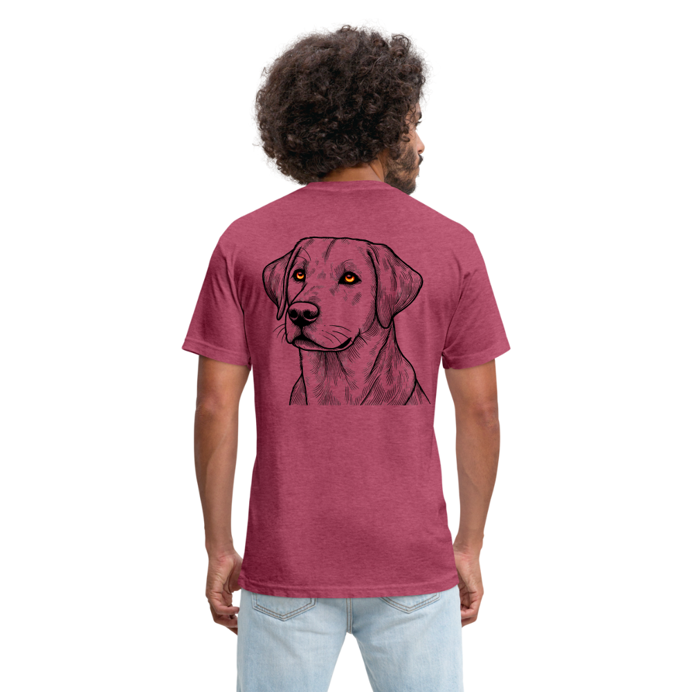 Fine Line Labrador Graphic Unisex Fitted Cotton/Poly T-Shirt with Logo - heather burgundy