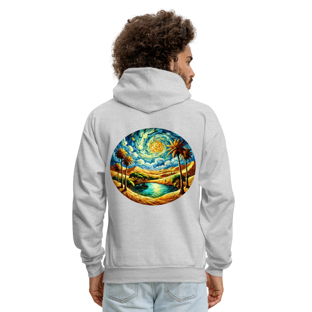 Men's Desert Oasis Graphic Hoodie with Logo - ash 