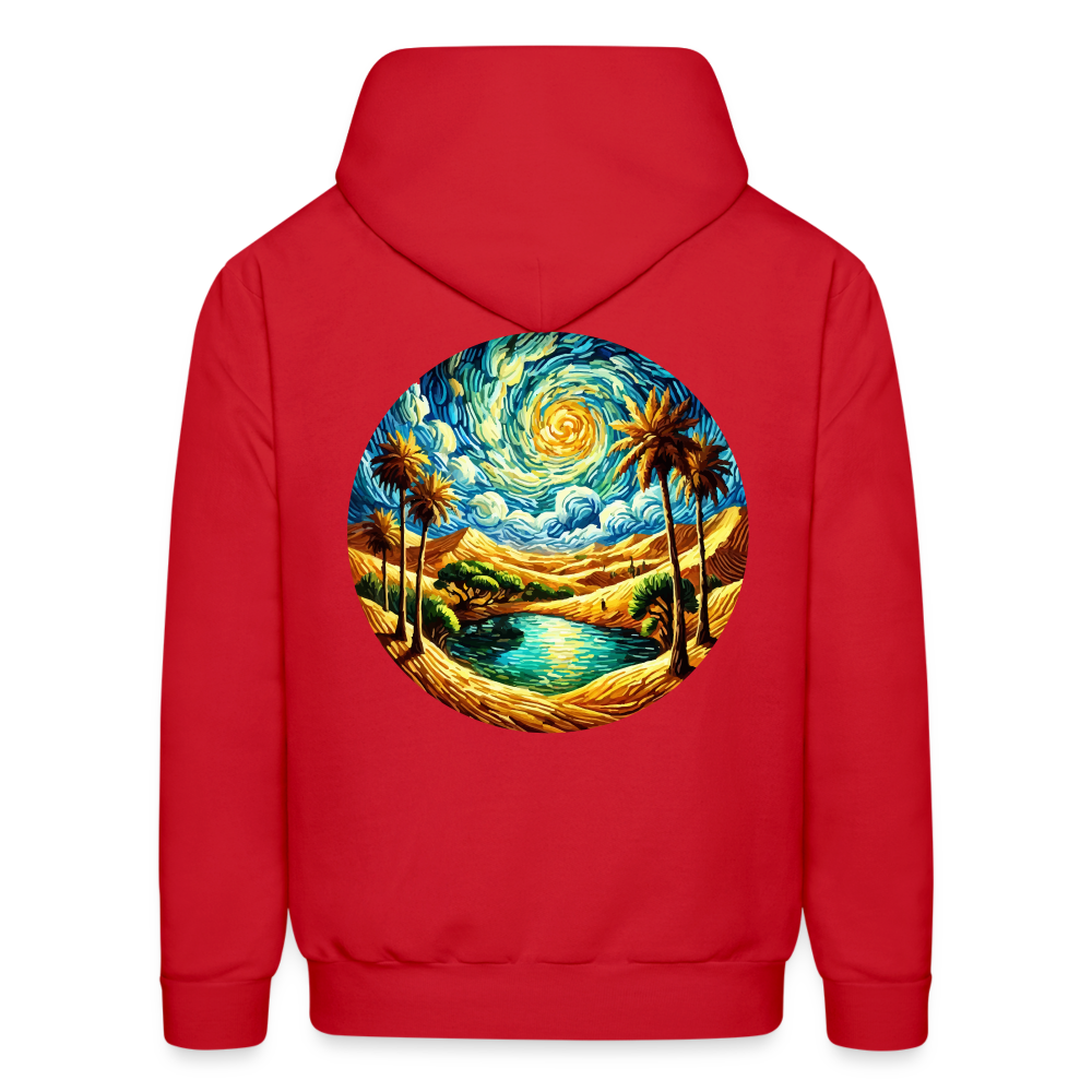 Men's Desert Oasis Graphic Hoodie with Logo - red