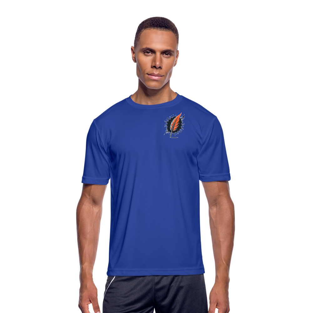 Men’s Fine Line Rottweiler Graphic Moisture Wicking Performance T-Shirt with Logo - royal blue