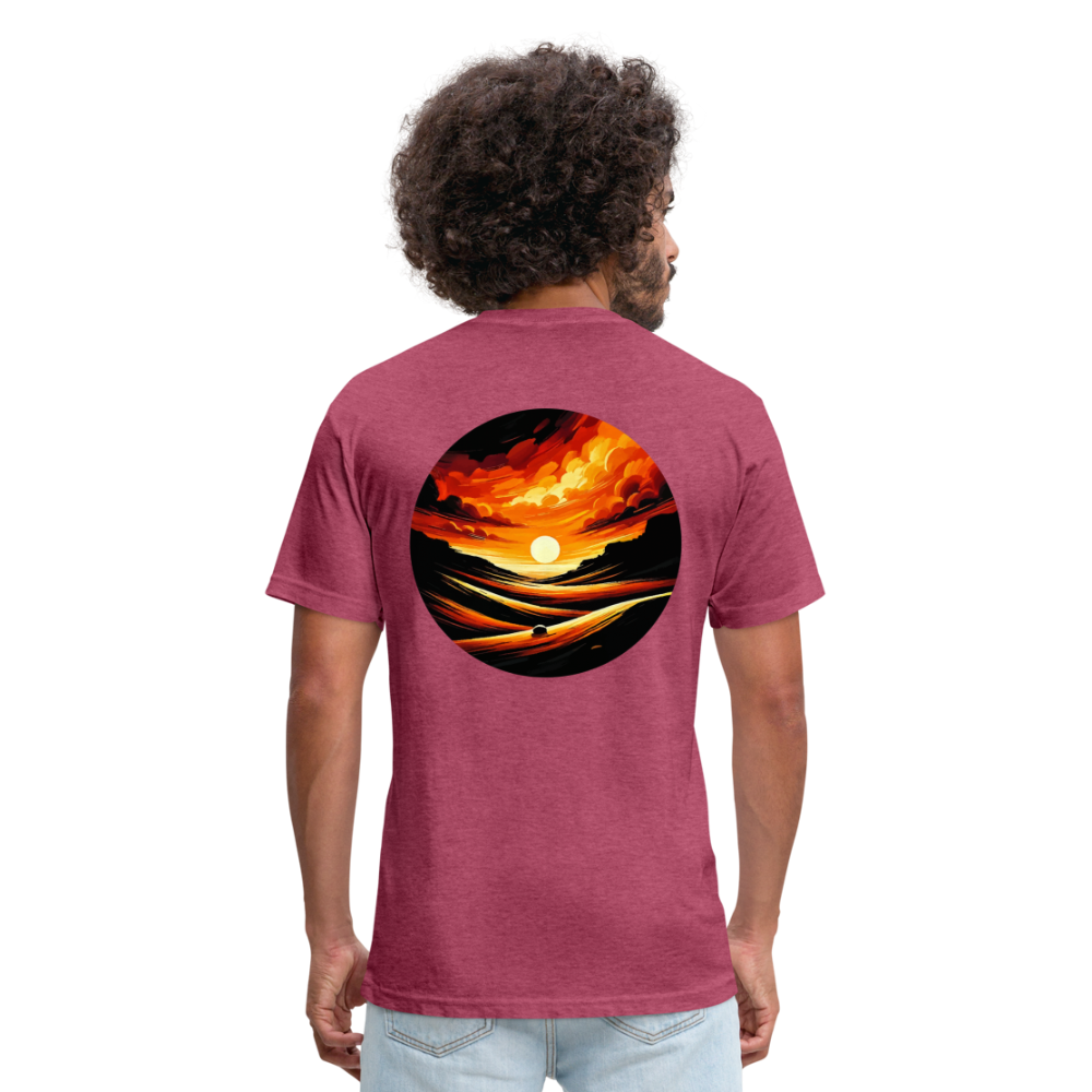 Desert Sunset Graphic Unisex Fitted Cotton/Poly T-Shirt with Logo - heather burgundy