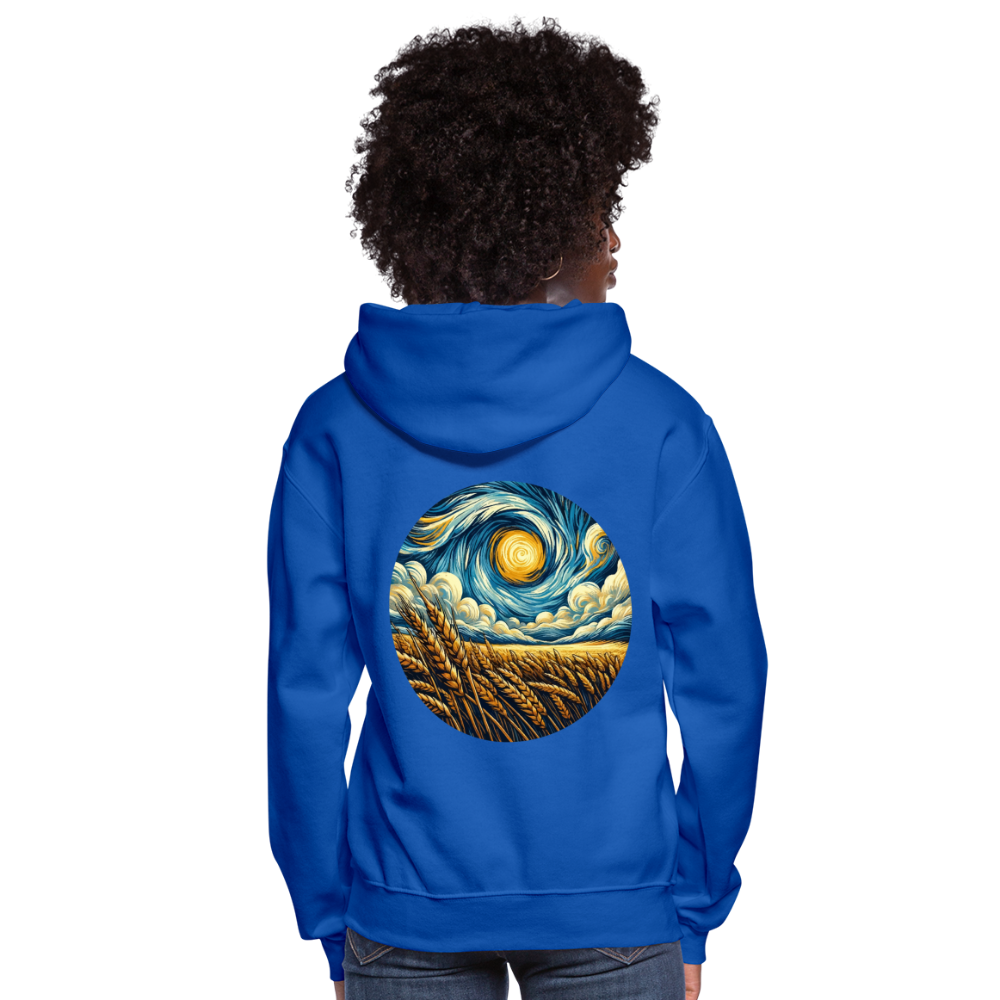 Women's Wheat Field Graphic Hoodie with Logo - royal blue