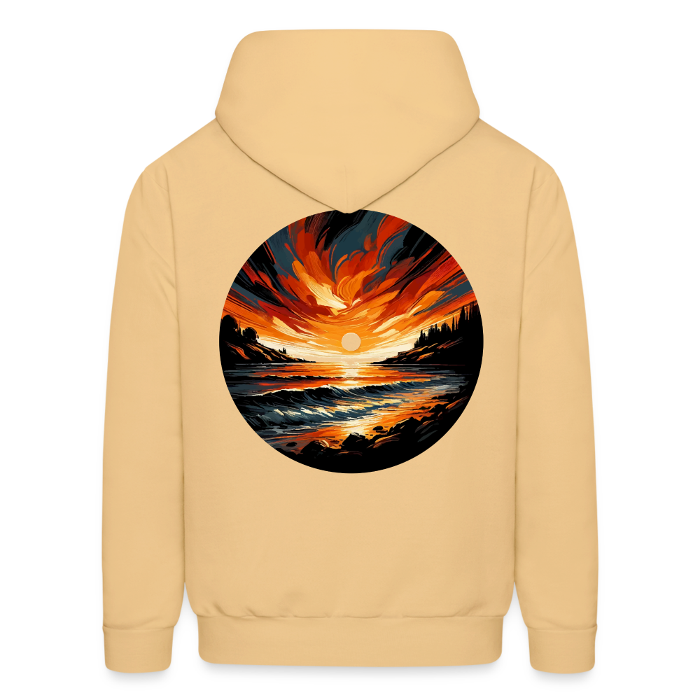 Men's Beach Sunset Graphic Hoodie with Logo - light yellow