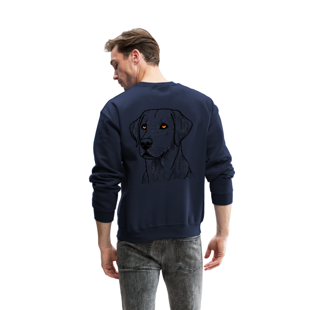 Fine Line Labrador Graphic Crewneck Sweatshirt with Logo - navy