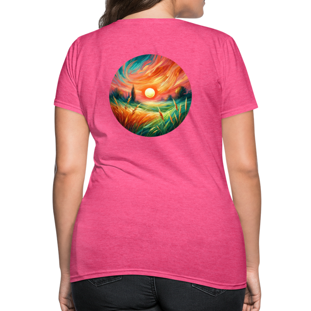 Women's Pink Wheat Field Graphic T-Shirt with Logo - heather pink