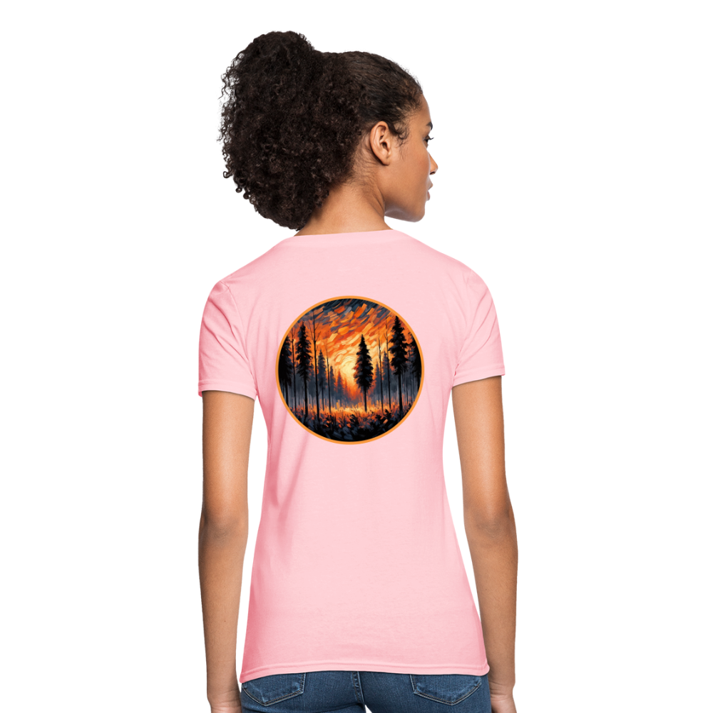 Women's Orange Forest Sunset T-Shirt with Logo - pink