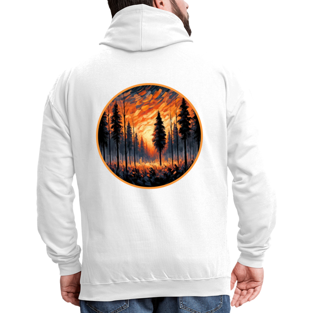 Orange Forest Sunset Graphic Unisex Contrast Hoodie with Logo - white/gray