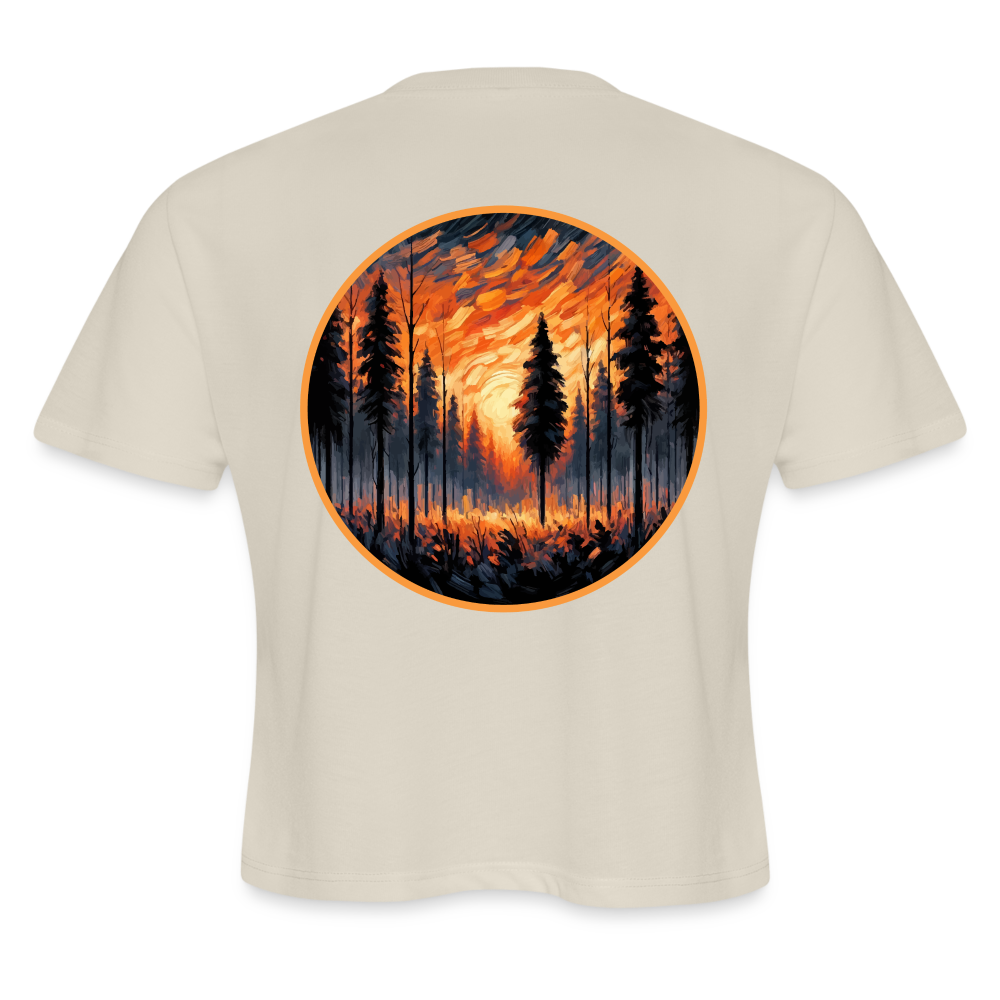 Women's Orange Forest Sunset Graphic Cropped T-Shirt with Logo - dust