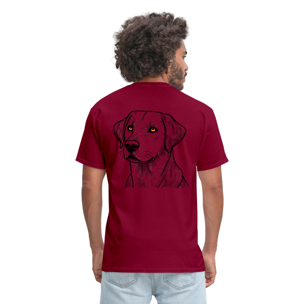 Fine Line Labrador Graphic Unisex Classic T-Shirt with Logo - burgundy