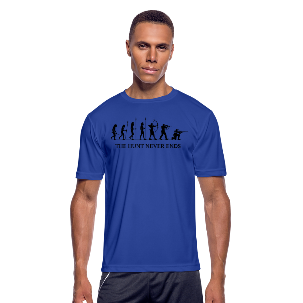 A Hunter's Evolution Moisture Wicking Performance T-Shirt with Logo - royal blue