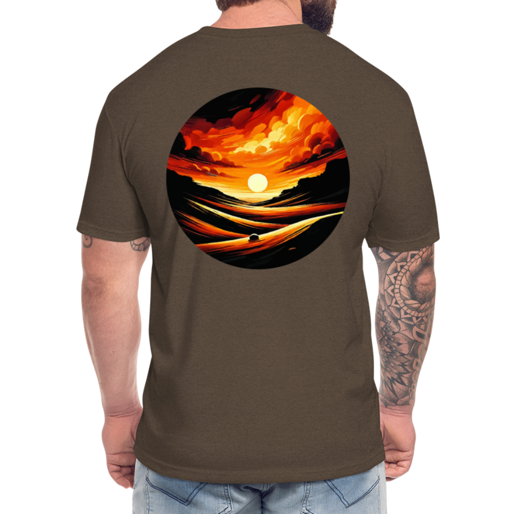 Desert Sunset Graphic Unisex Fitted Cotton/Poly T-Shirt with Logo - heather espresso