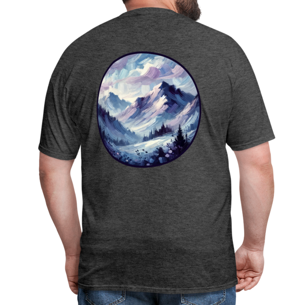 Lavender Blue Mountain Range Unisex Classic T-Shirt with Logo - heather black