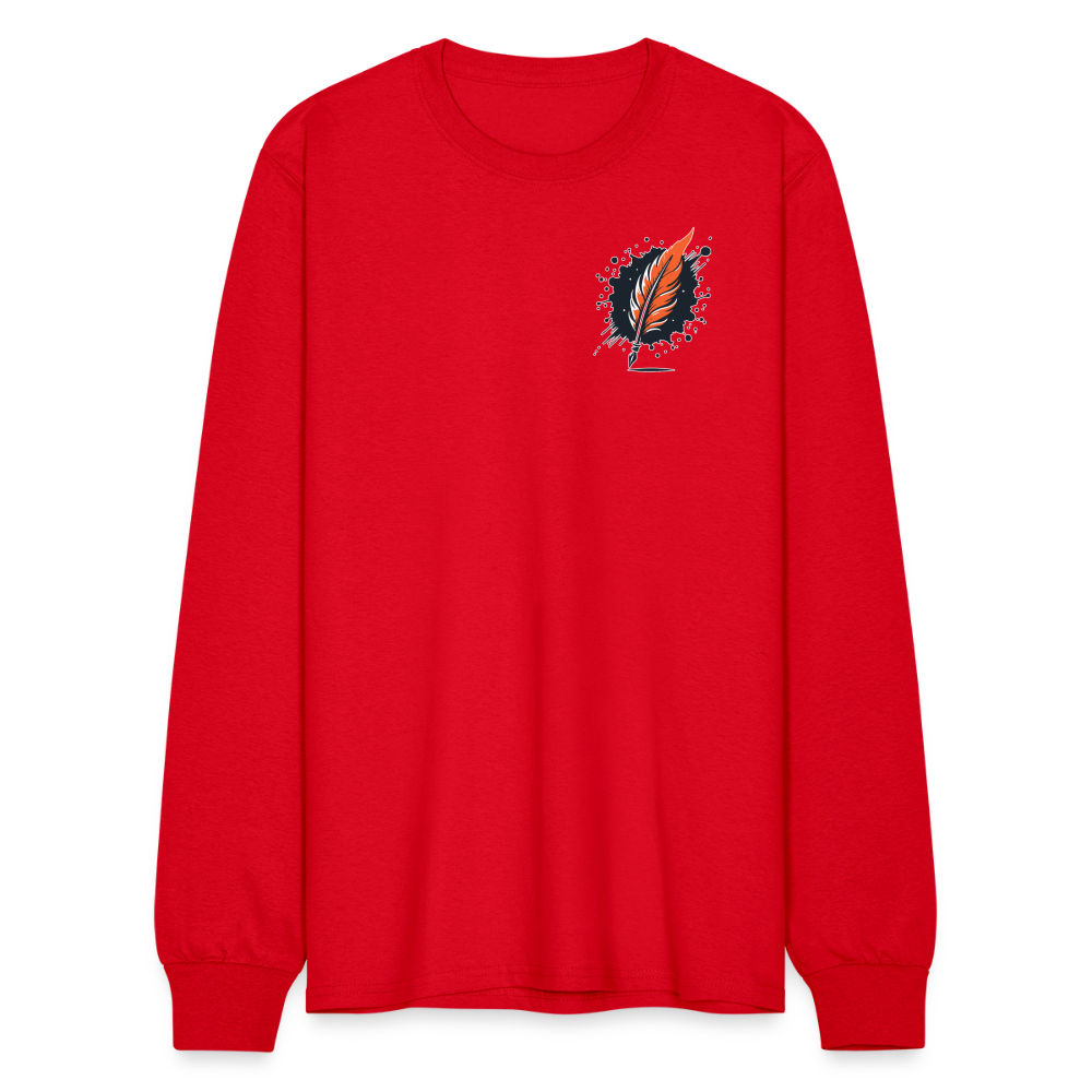 Men's Plain Long Sleeve Shirt with Logo - red