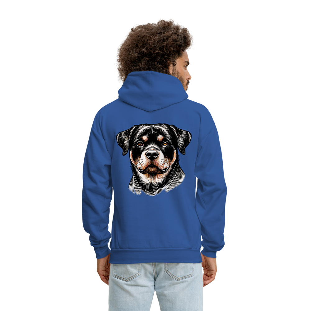 Men's Fine Line Rottweiler Graphic Hoodie with Logo - royal blue