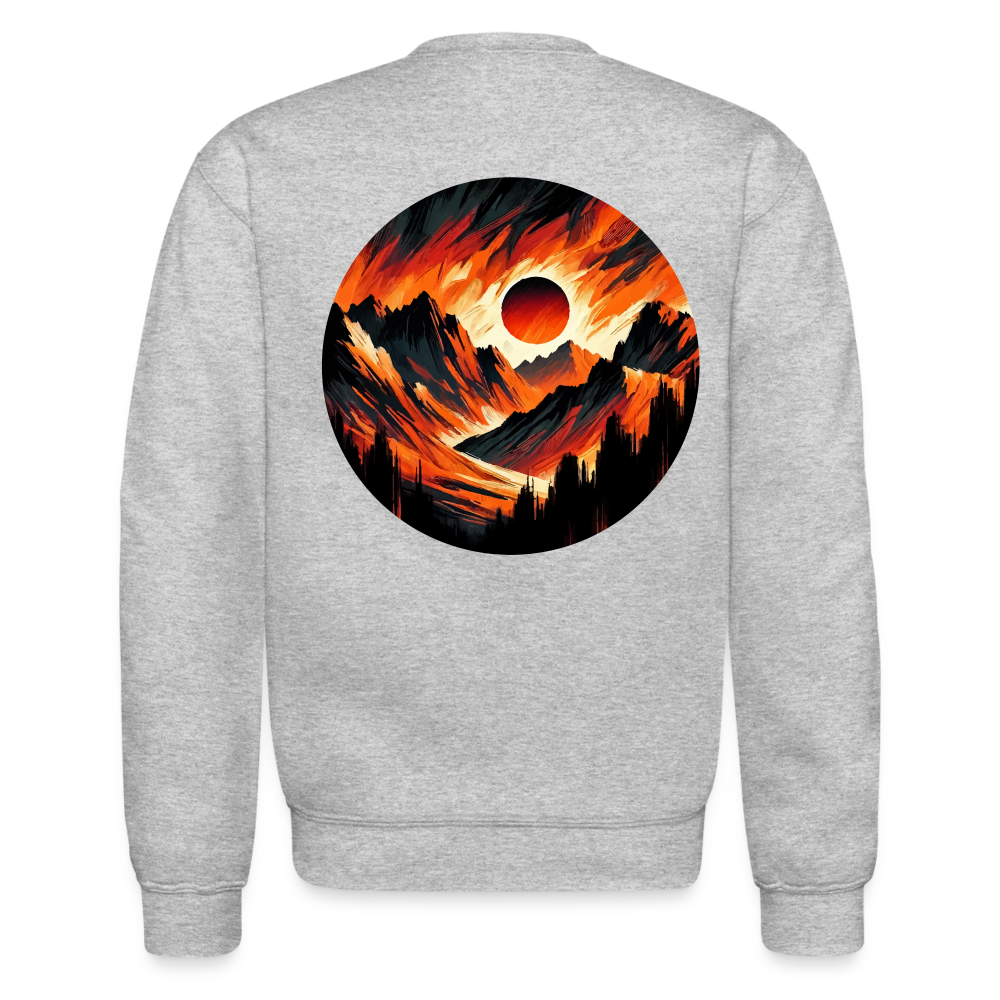 Orange and Black Mountain Range Crewneck Sweatshirt with Logo - heather gray