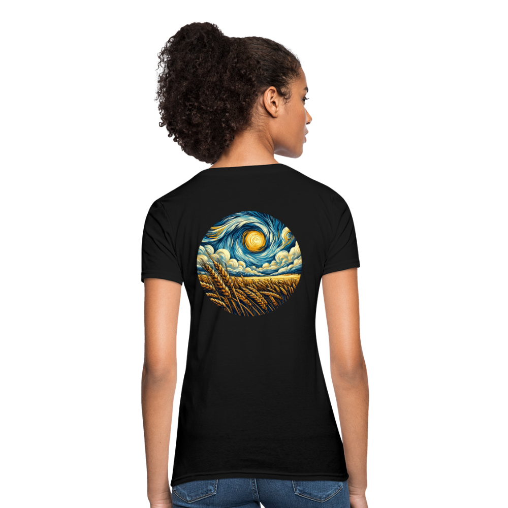 Women's Wheat Field Graphic T-Shirt with Logo - black