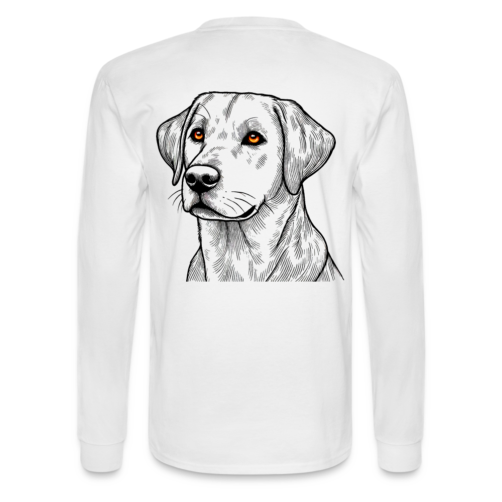 Men's Fine Line Labrador Graphic Long Sleeve Shirt with Logo - white