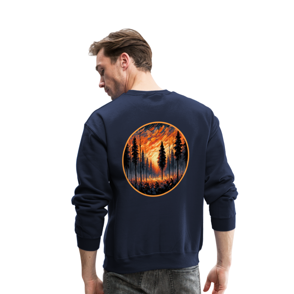 Orange Forest Sunset Crewneck Sweatshirt with Logo - navy