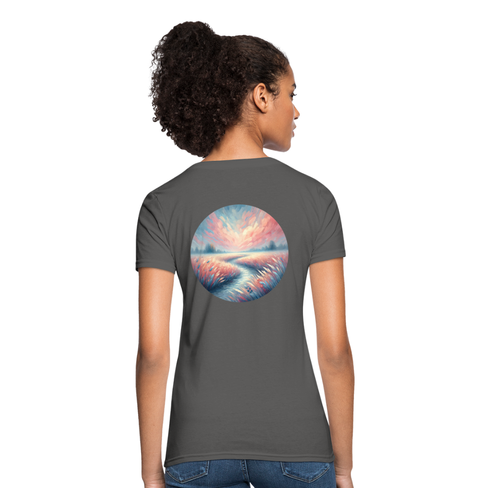 Women's River Meadow Graphic T-Shirt with Logo - charcoal