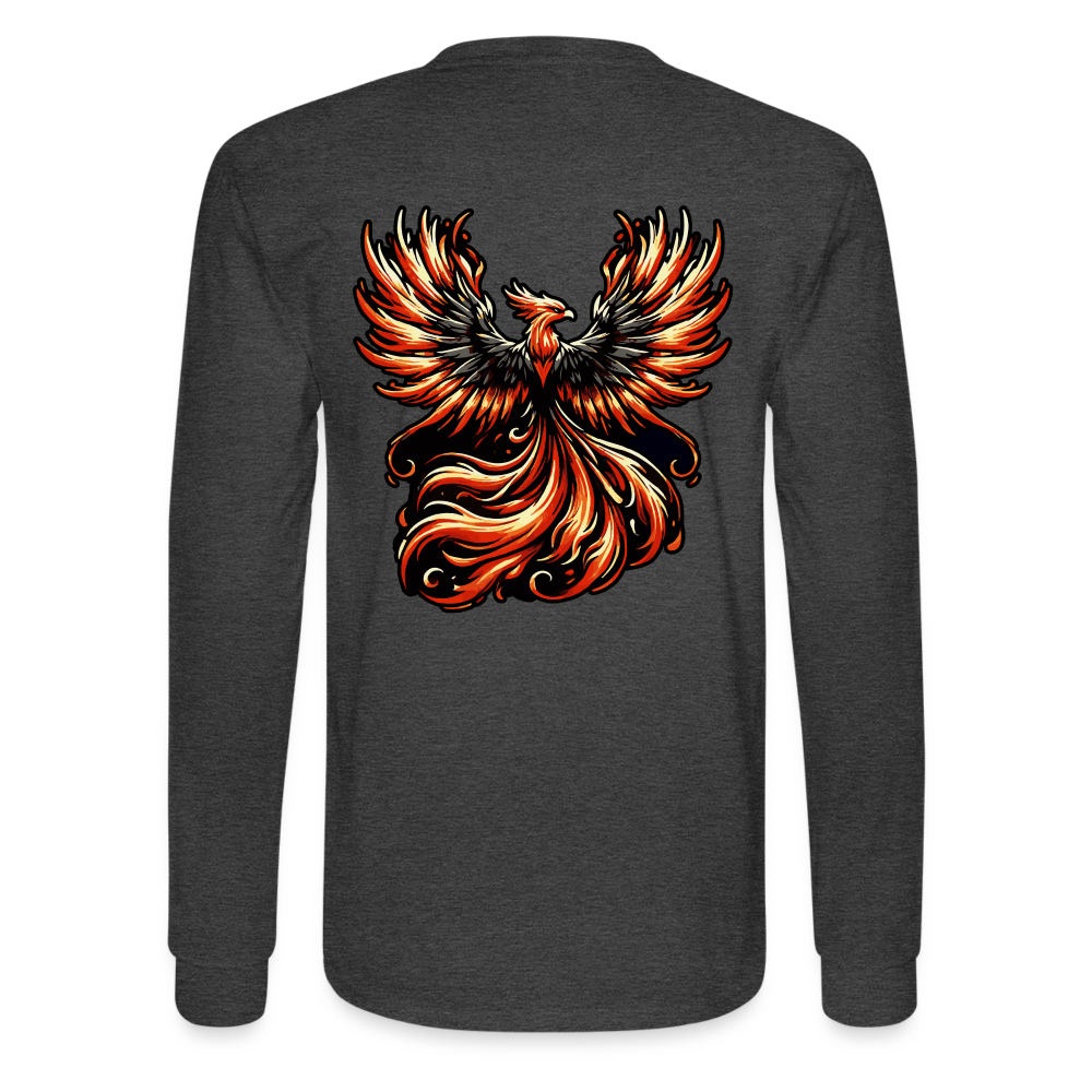 Men's Phoenix Graphic Long Sleeve Shirt with Logo - heather black