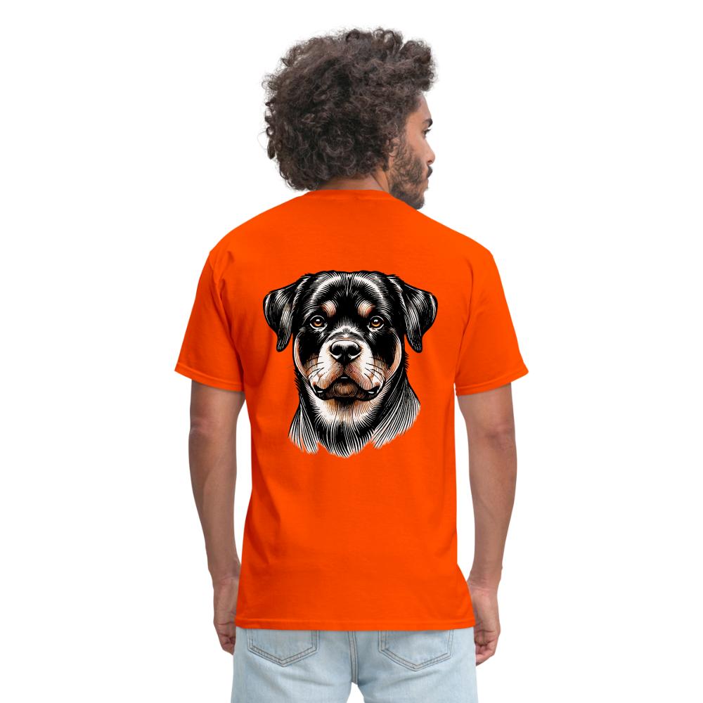 Fine Line Rottweiler Graphic Unisex Classic T-Shirt with Logo - orange