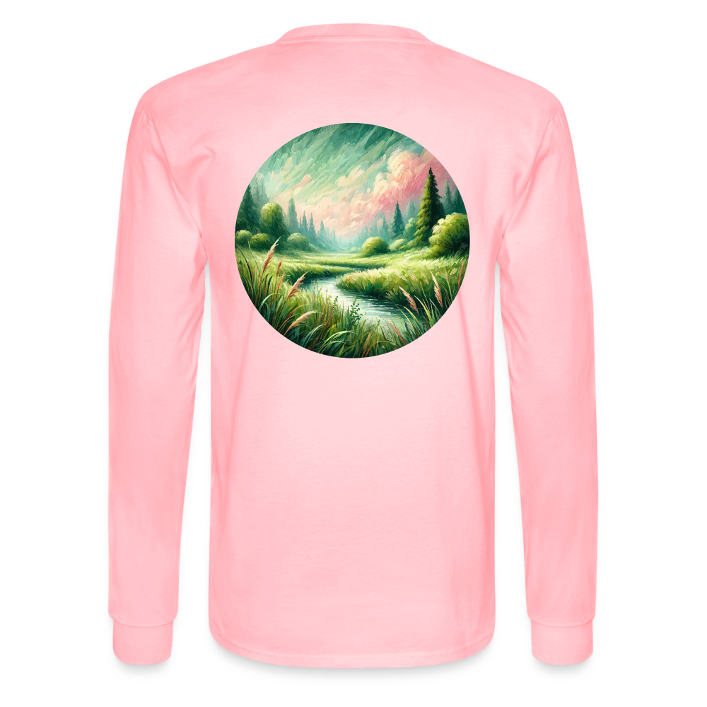 Men's Meadow Graphic Long Sleeve Shirt with Logo - pink