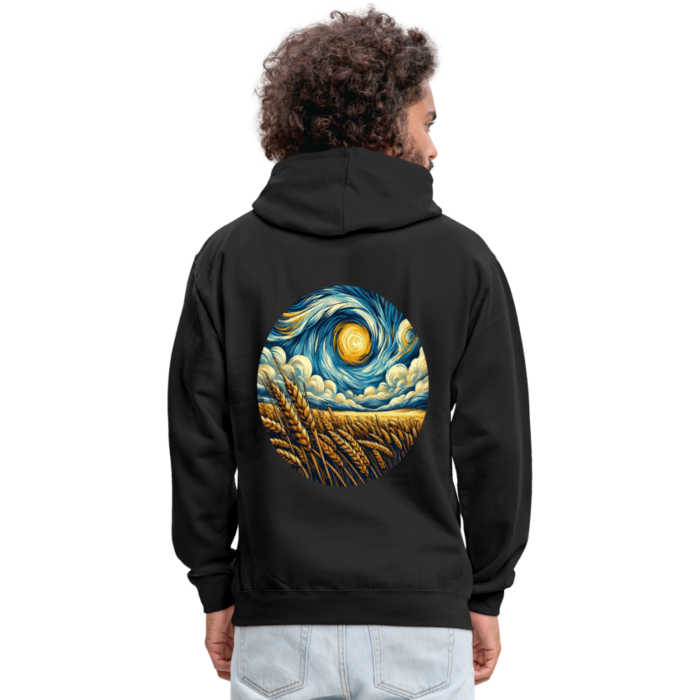 Wheat Field Graphic Unisex Contrast Hoodie with Logo - black/asphalt