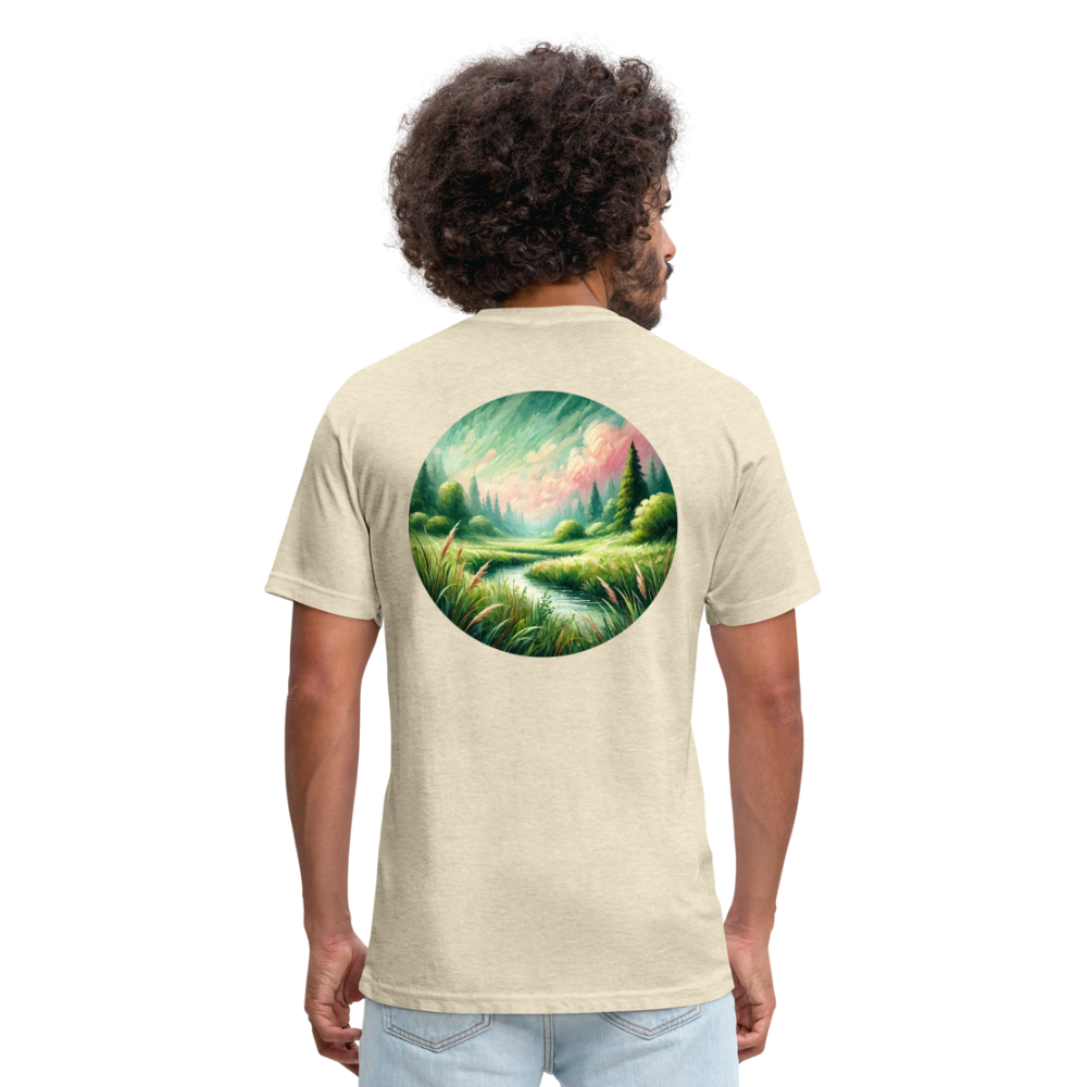 Meadow Graphic Unisex Fitted Cotton/Poly T-Shirt with Logo - heather cream