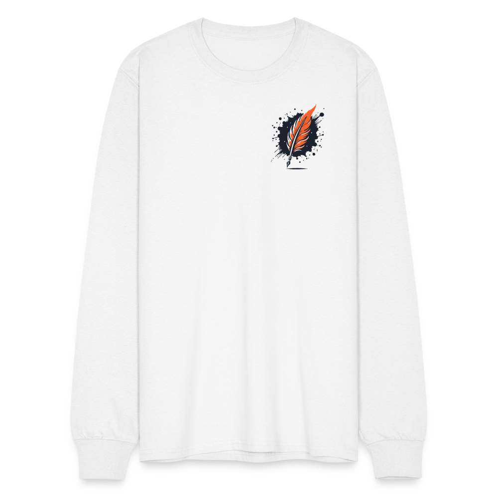 Men's Plain Long Sleeve Shirt with Logo - white