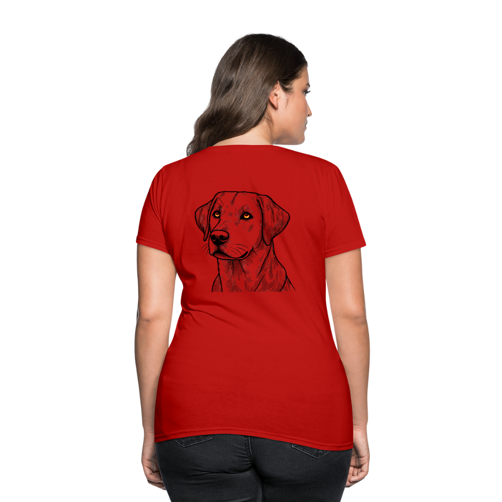 Women's Fine Line Labrador Graphic T-Shirt with Logo - red