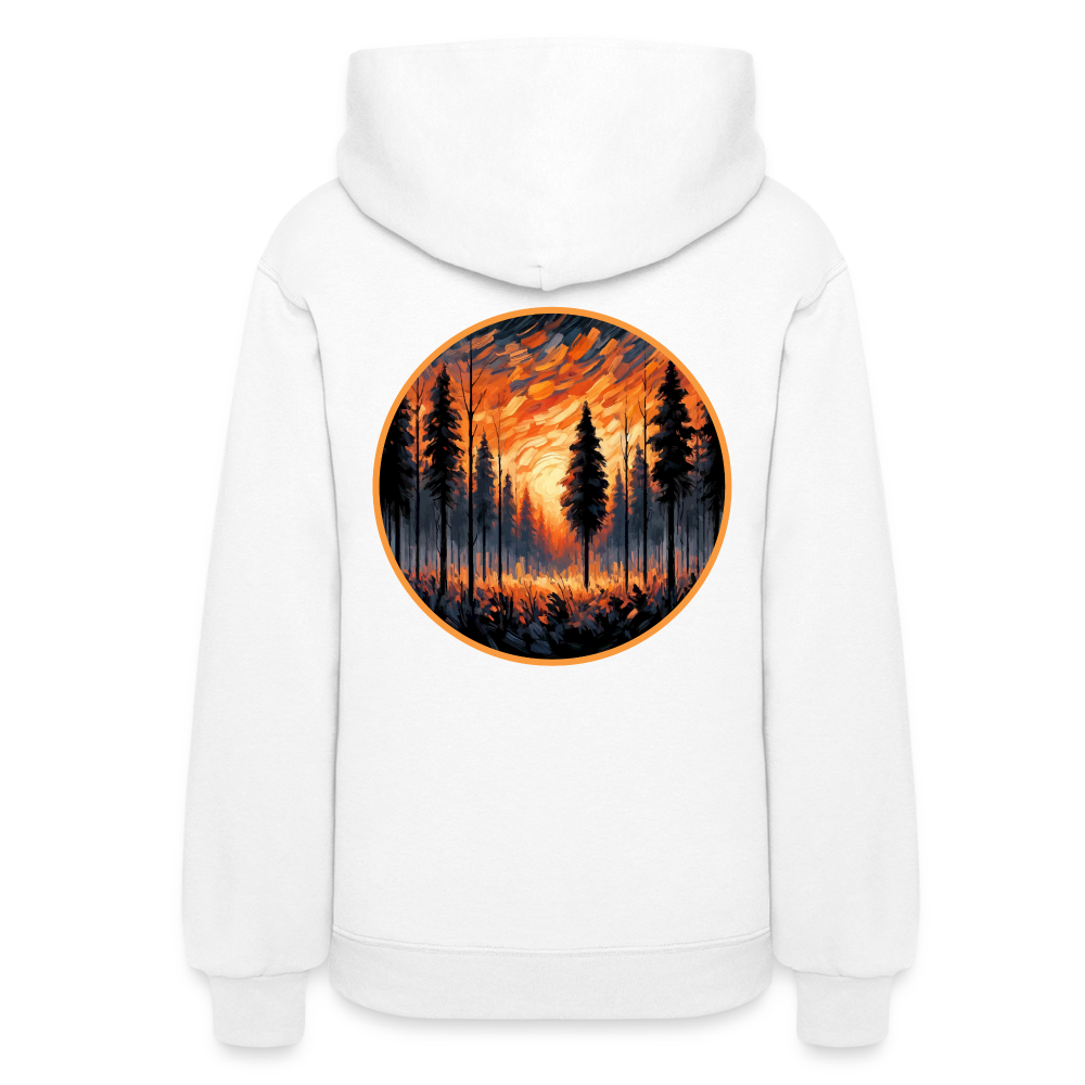 Women's Orange Forest Sunset Graphic Hoodie with Logo - white