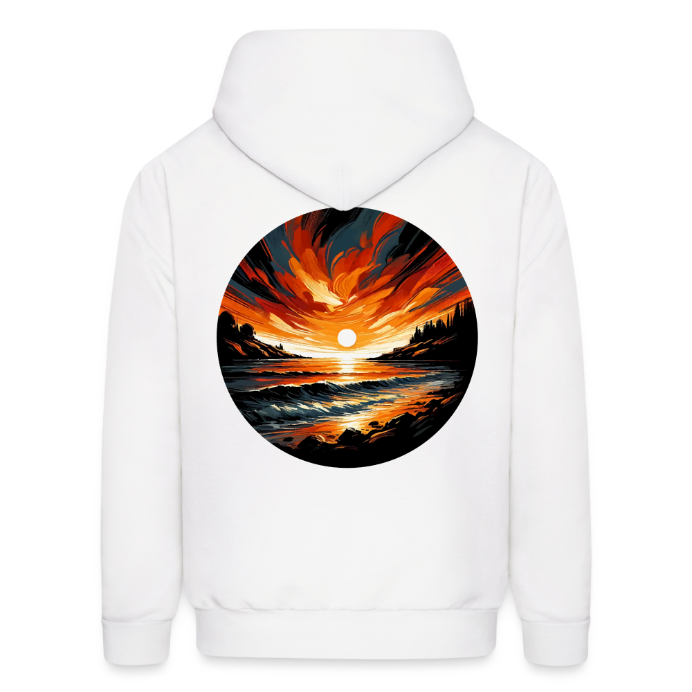 Men's Beach Sunset Graphic Hoodie with Logo - white